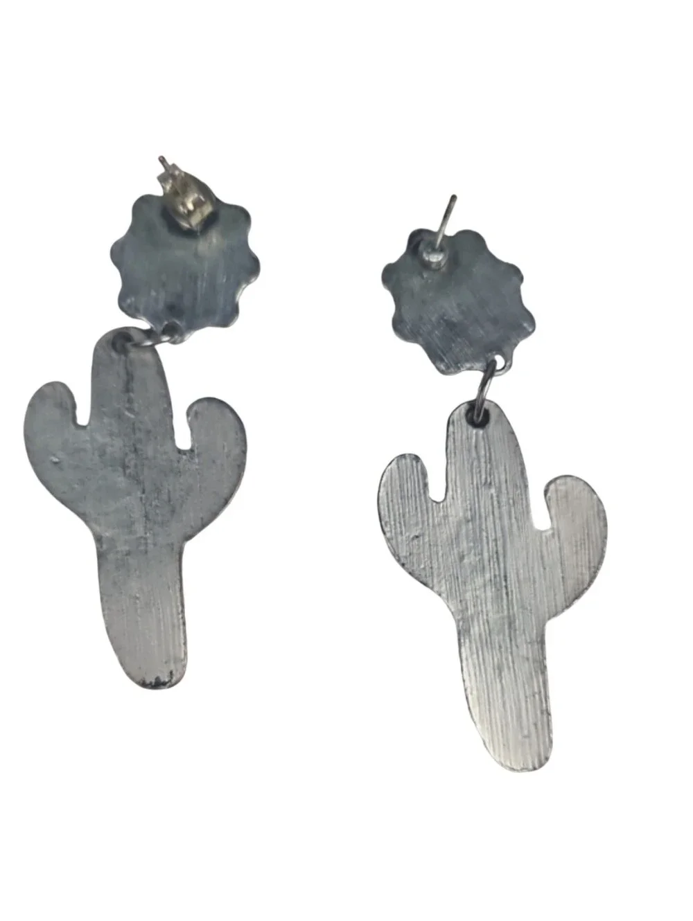 Turquoise Cactus Drop Earrings - Women's Jewelry Western Soutwestern Country